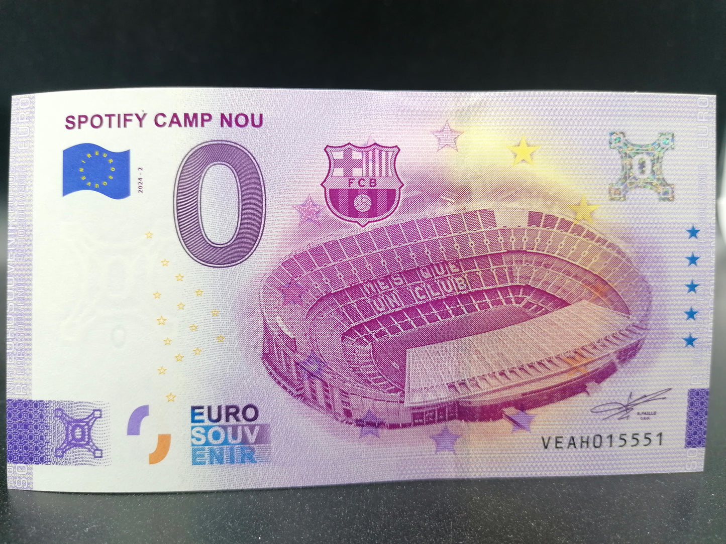 Billete Euro Souvenir  -  SPOTIFY CAMP NOU 2024.2