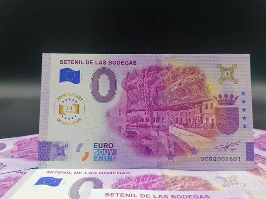 Billete Euro Souvenir Setenil de las Bodegas anniversary 2025